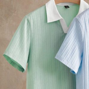 HIMLAND Polo à manches courtes homme, coupe ample et décontractée, en tissu tissé, design mode jeune, convient pour un usage quotidien