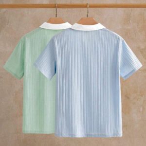HIMLAND Polo à manches courtes homme, coupe ample et décontractée, en tissu tissé, design mode jeune, convient pour un usage quotidien