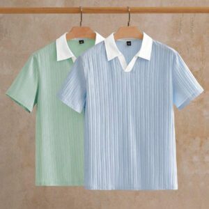 HIMLAND Polo à manches courtes homme, coupe ample et décontractée, en tissu tissé, design mode jeune, convient pour un usage quotidien