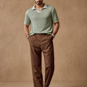 HIMLAND Polo à manches courtes homme, coupe ample et décontractée, en tissu tissé, design mode jeune, convient pour un usage quotidien