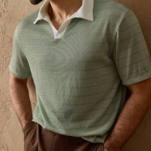 HIMLAND Polo à manches courtes homme, coupe ample et décontractée, en tissu tissé, design mode jeune, convient pour un usage quotidien