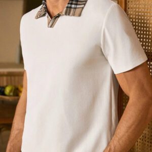 HIMLAND Polo à manches courtes homme, coupe ample et décontractée, en tissu tissé, design mode jeune, convient pour un usage quotidien