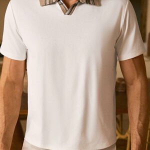 HIMLAND Polo à manches courtes homme, coupe ample et décontractée, en tissu tissé, design mode jeune, convient pour un usage quotidien