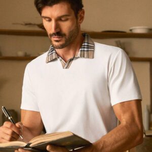 HIMLAND Polo à manches courtes homme, coupe ample et décontractée, en tissu tissé, design mode jeune, convient pour un usage quotidien