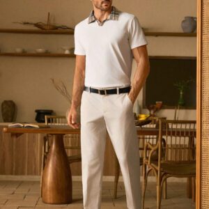 HIMLAND Polo à manches courtes homme, coupe ample et décontractée, en tissu tissé, design mode jeune, convient pour un usage quotidien