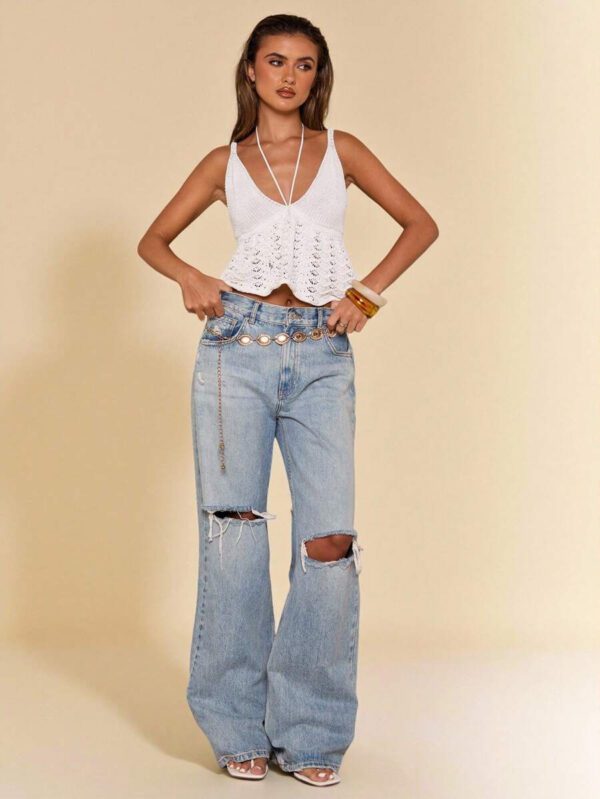 SHEIN BAE Débardeur sexy à encolure en V et dos nu pour femmes – Image 2