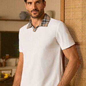 HIMLAND Polo à manches courtes homme, coupe ample et décontractée, en tissu tissé, design mode jeune, convient pour un usage quotidien