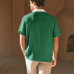 HIMLAND Polo à manches courtes homme, coupe ample et décontractée, en tissu tissé, design mode jeune, convient pour un usage quotidien