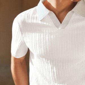 HIMLAND Polo à manches courtes homme, coupe ample et décontractée, en tissu tissé, design mode jeune, convient pour un usage quotidien