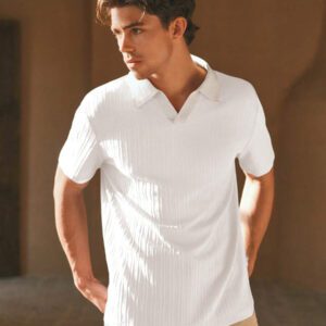 HIMLAND Polo à manches courtes homme, coupe ample et décontractée, en tissu tissé, design mode jeune, convient pour un usage quotidien