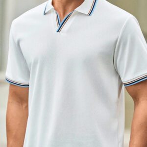 HIMLAND Polo à manches courtes homme, coupe ample et décontractée, en tissu tissé, design mode jeune, convient pour un usage quotidien