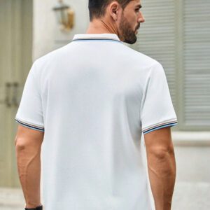 HIMLAND Polo à manches courtes homme, coupe ample et décontractée, en tissu tissé, design mode jeune, convient pour un usage quotidien