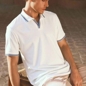 HIMLAND Polo à manches courtes homme, coupe ample et décontractée, en tissu tissé, design mode jeune, convient pour un usage quotidien