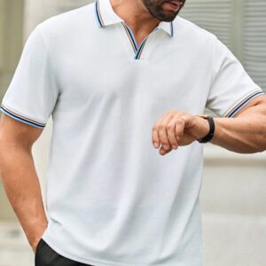 HIMLAND Polo à manches courtes homme, coupe ample et décontractée, en tissu tissé, design mode jeune, convient pour un usage quotidien