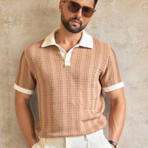 HIMLAND Polo à manches courtes homme, coupe ample et décontractée, en tissu tissé, design mode jeune, convient pour un usage quotidien