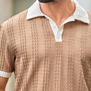 HIMLAND Polo à manches courtes homme, coupe ample et décontractée, en tissu tissé, design mode jeune, convient pour un usage quotidien