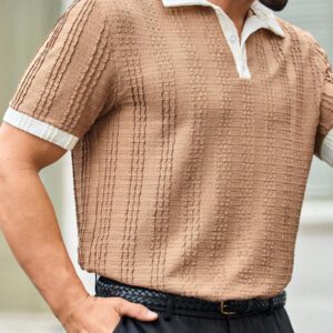 HIMLAND Polo à manches courtes homme, coupe ample et décontractée, en tissu tissé, design mode jeune, convient pour un usage quotidien
