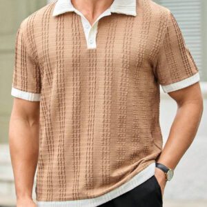 HIMLAND Polo à manches courtes homme, coupe ample et décontractée, en tissu tissé, design mode jeune, convient pour un usage quotidien
