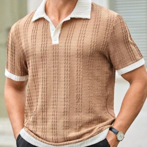 HIMLAND Polo à manches courtes homme, coupe ample et décontractée, en tissu tissé, design mode jeune, convient pour un usage quotidien