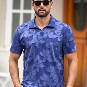 HIMLAND Polo à manches courtes homme, coupe ample et décontractée, en tissu tissé, design mode jeune, convient pour un usage quotidien