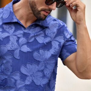 HIMLAND Polo à manches courtes homme, coupe ample et décontractée, en tissu tissé, design mode jeune, convient pour un usage quotidien