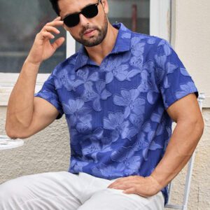 HIMLAND Polo à manches courtes homme, coupe ample et décontractée, en tissu tissé, design mode jeune, convient pour un usage quotidien