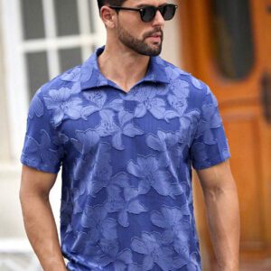 HIMLAND Polo à manches courtes homme, coupe ample et décontractée, en tissu tissé, design mode jeune, convient pour un usage quotidien