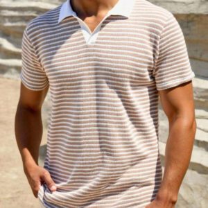HIMLAND Polo à manches courtes homme, coupe ample et décontractée, en tissu tissé, design mode jeune, convient pour un usage quotidien
