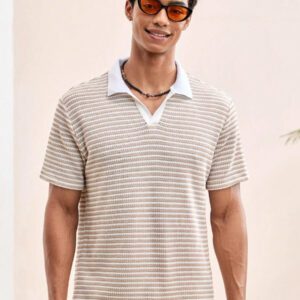 HIMLAND Polo à manches courtes homme, coupe ample et décontractée, en tissu tissé, design mode jeune, convient pour un usage quotidien