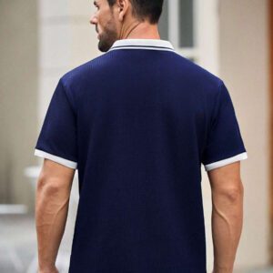 HIMLAND Polo à manches courtes homme, coupe ample et décontractée, en tissu tissé, design mode jeune, convient pour un usage quotidien