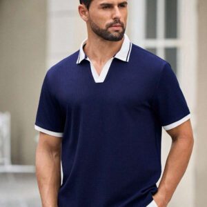 HIMLAND Polo à manches courtes homme, coupe ample et décontractée, en tissu tissé, design mode jeune, convient pour un usage quotidien