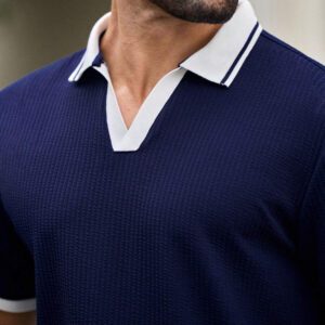 HIMLAND Polo à manches courtes homme, coupe ample et décontractée, en tissu tissé, design mode jeune, convient pour un usage quotidien