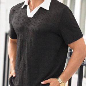 HIMLAND Polo à manches courtes homme, coupe ample et décontractée, en tissu tissé, design mode jeune, convient pour un usage quotidien