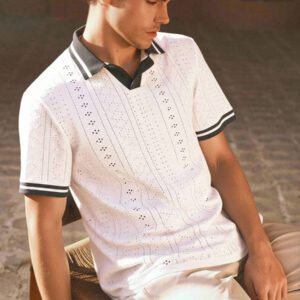 HIMLAND Polo à manches courtes homme, coupe ample et décontractée, en tissu tissé, design mode jeune, convient pour un usage quotidien