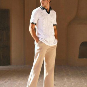 HIMLAND Polo à manches courtes homme, coupe ample et décontractée, en tissu tissé, design mode jeune, convient pour un usage quotidien