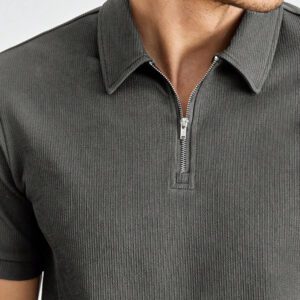 HIMLAND Polo à manches courtes en tricot de couleur unie pour homme, pour un usage quotidien et décontracté