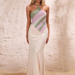 Glamine Pull tricoté à nœud papillon au dos, style d'écharpe de plage rayée, convient pour le printemps et l'été, femmes