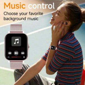 2025 Montre connectée pour femmes, multifonctionnelle avec alerte de notification/appel sans fil/alarme, tracker de fitness avec plusieurs modes sportifs, prévisions météorologiques, design à la mode