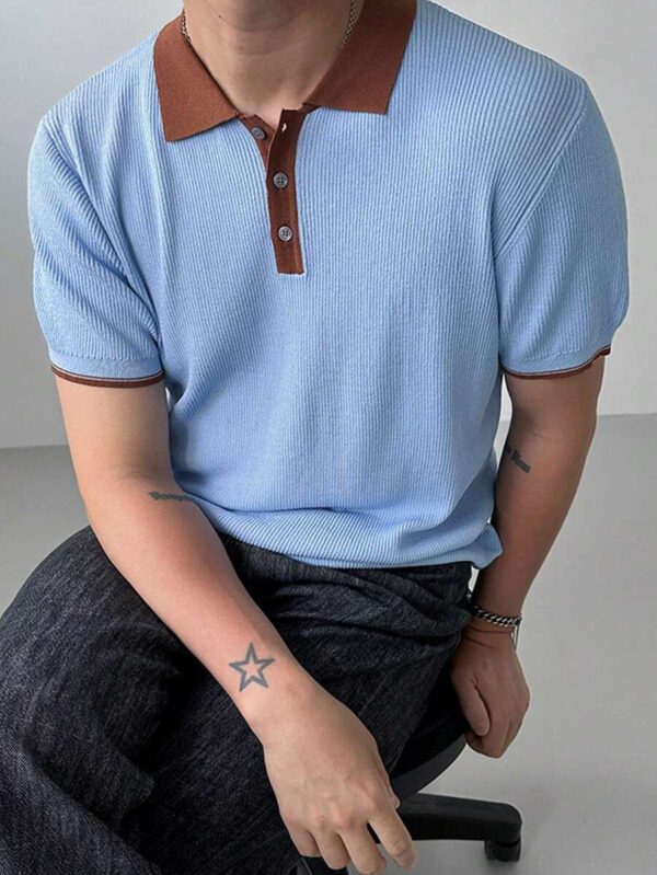 DAZY Polo de golf pour hommes à blocs de couleurs, été – Image 2