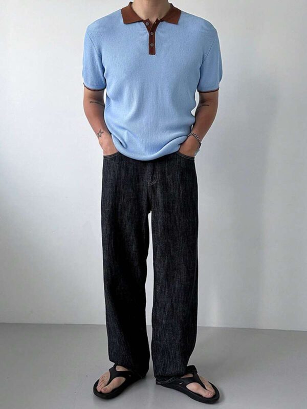 DAZY Polo de golf pour hommes à blocs de couleurs, été – Image 5