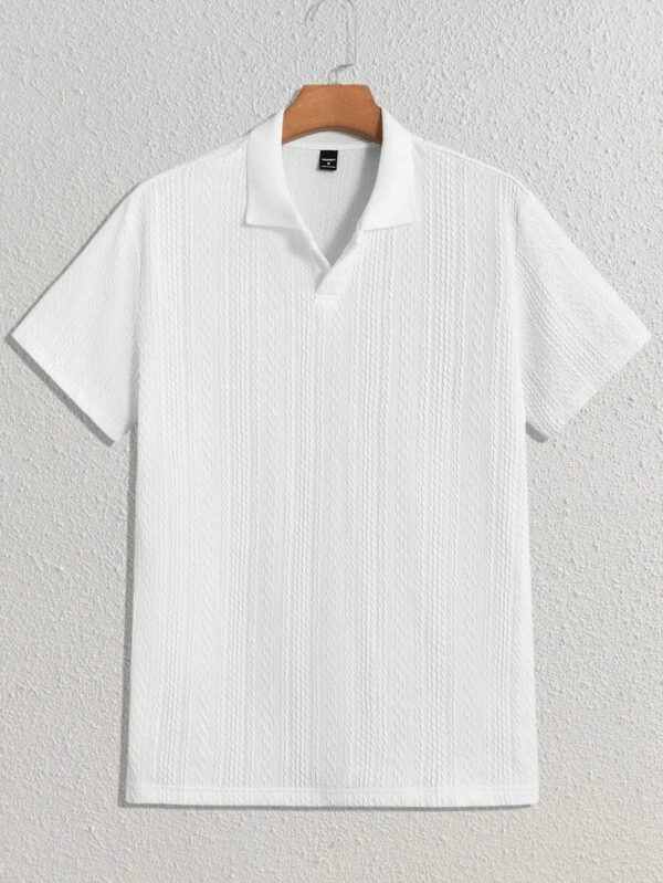HIMLAND Polo à manches courtes décontracté en tricot jacquard coupe régulière, convient pour un port quotidien – Image 2