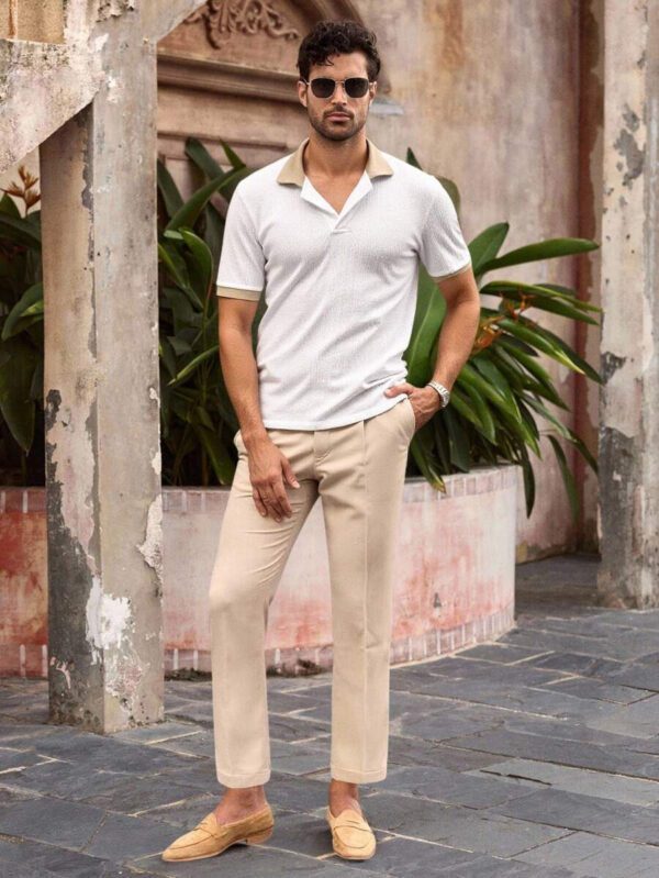 HIMLAND Polo à manches courtes décontracté en tricot jacquard coupe régulière, convient pour un port quotidien – Image 35
