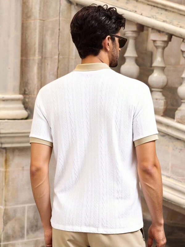 HIMLAND Polo à manches courtes décontracté en tricot jacquard coupe régulière, convient pour un port quotidien – Image 36