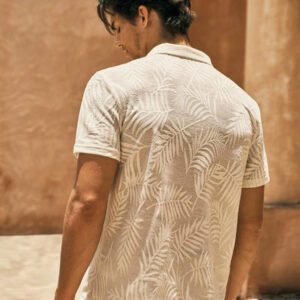 HIMLAND Polo à manches courtes décontracté en tricot jacquard coupe régulière, convient pour un port quotidien