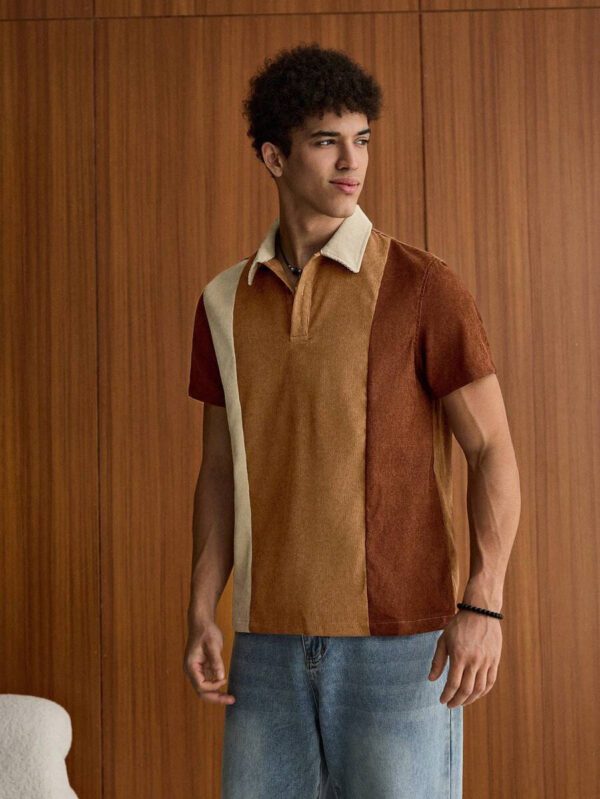 SWAVVY Polo blocs de couleurs pour homme, chemise décontractée blocs de couleurs à boutons, pour sortir, pour les amis – Image 4