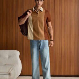 SWAVVY Polo blocs de couleurs pour homme, chemise décontractée blocs de couleurs à boutons, pour sortir, pour les amis