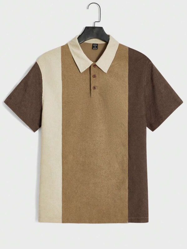 SWAVVY Polo blocs de couleurs pour homme, chemise décontractée blocs de couleurs à boutons, pour sortir, pour les amis – Image 8