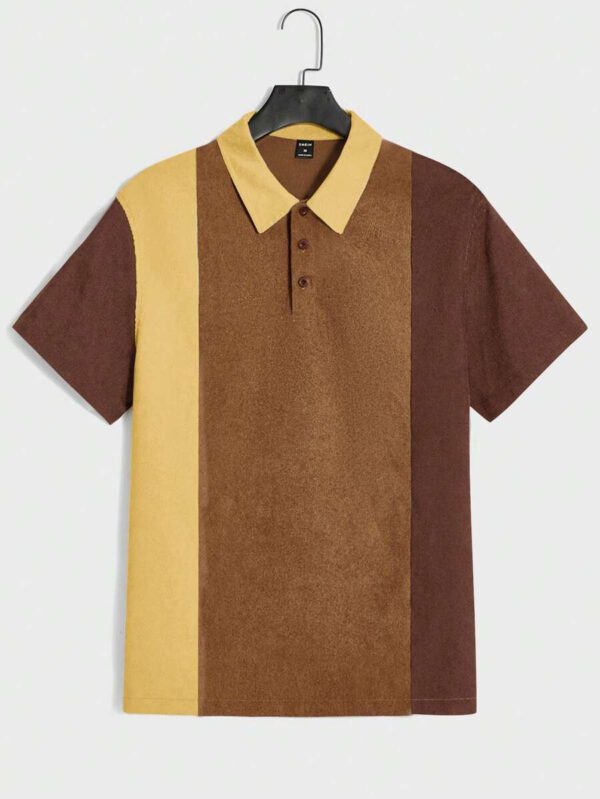 SWAVVY Polo blocs de couleurs pour homme, chemise décontractée blocs de couleurs à boutons, pour sortir, pour les amis – Image 12