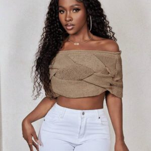 BamGleam Top tricoté pour dames (tricoté à la main, avec un écart de ± 3 cm)