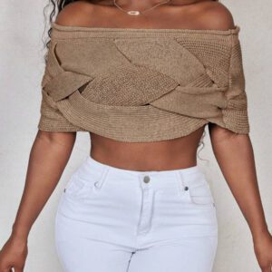 BamGleam Top tricoté pour dames (tricoté à la main, avec un écart de ± 3 cm)